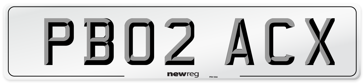 PB02 ACX Number Plate from New Reg